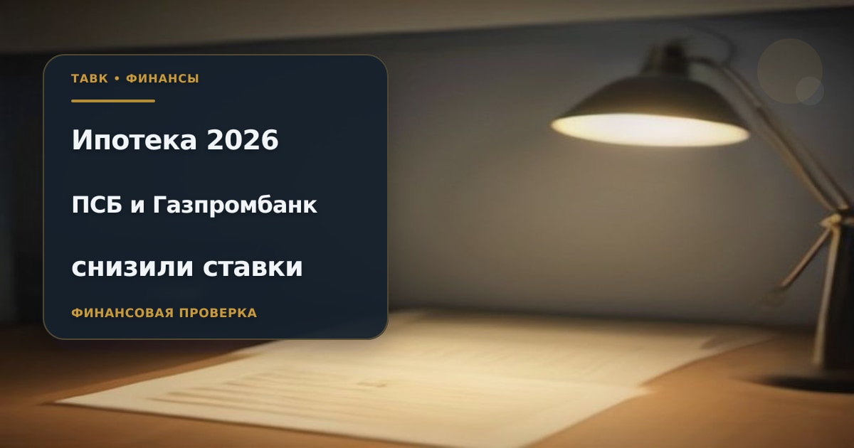 Иллюстрация к статье «Ипотека 2026: ПСБ и Газпромбанк снизили ставки»