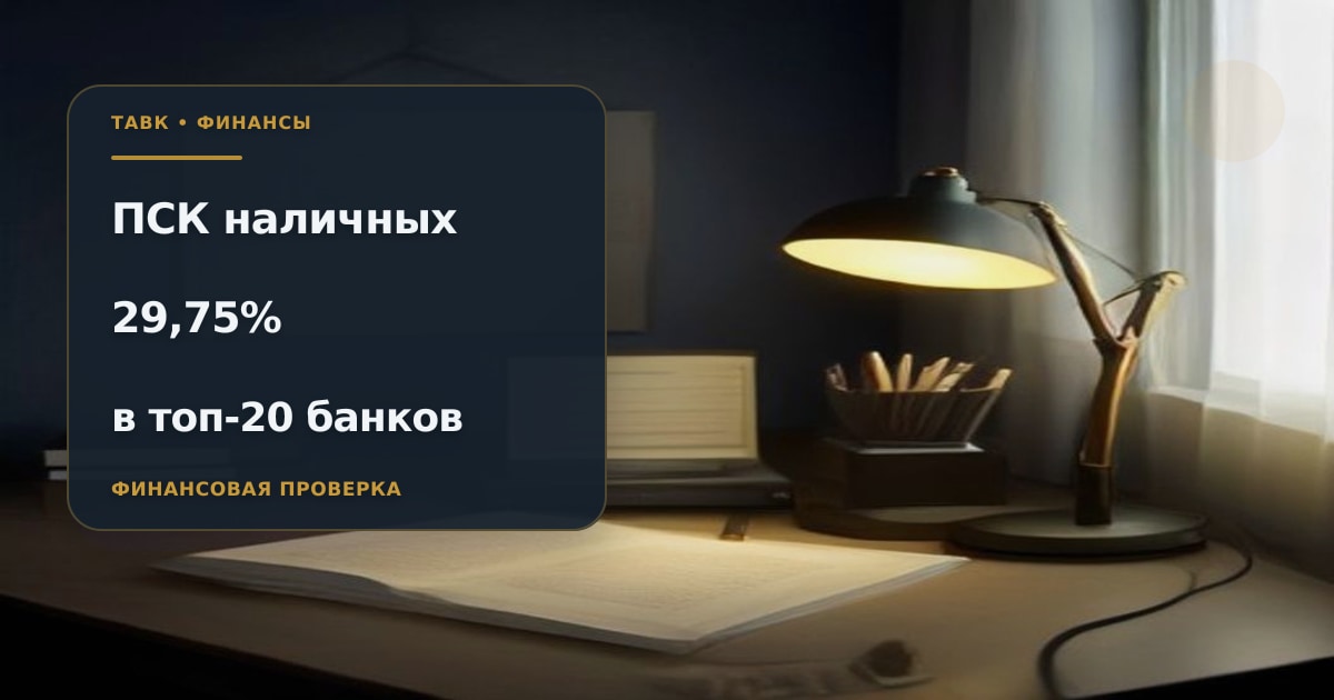 Иллюстрация к статье «ПСК кредитов наличными в топ-20 банков: 29,75%»